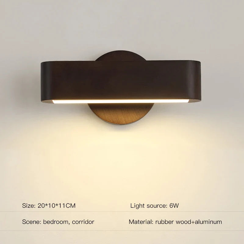 Applique murale intérieure moderne pour chevet chambre salon enfants escalier couloir fond veilleuse lampe circulaire en bois