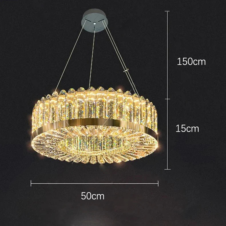 lustre moderne en cristal avec lampes led suspendues luxueuses