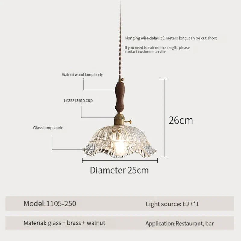 suspension luminaire nordique en bois verre et laiton rustique moderne