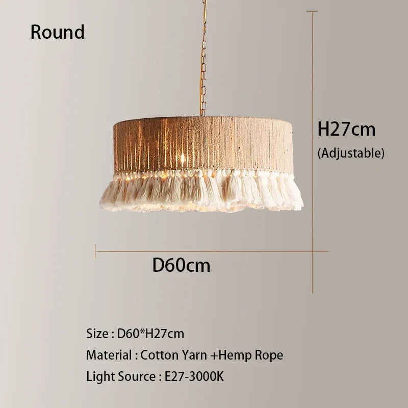 Suspension Vintage à franges en tissu ficelle