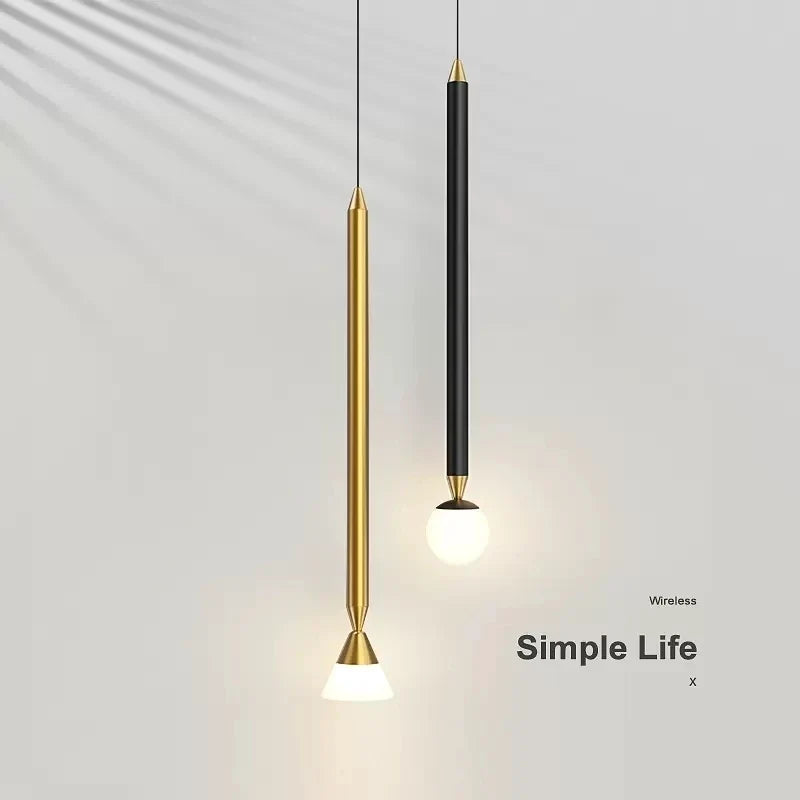 suspension créative simple avec long câble en verre et aluminium