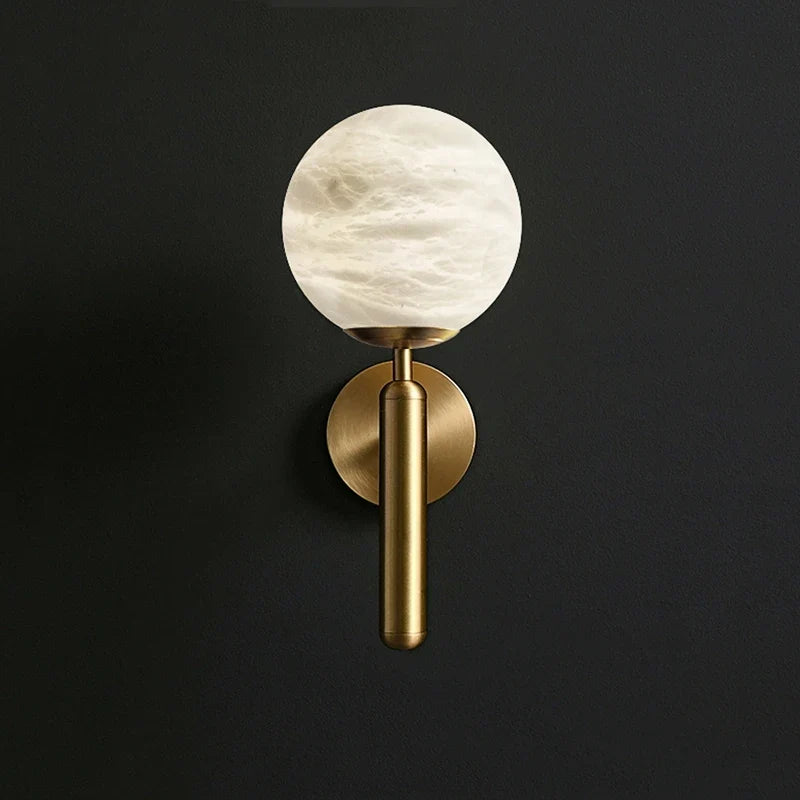 applique murale led créative boule laiton marbre style européen antique