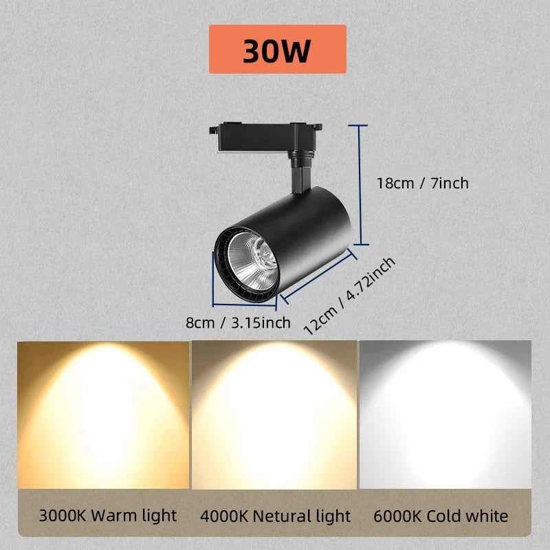 spot led sur rail pour éclairage de magasin