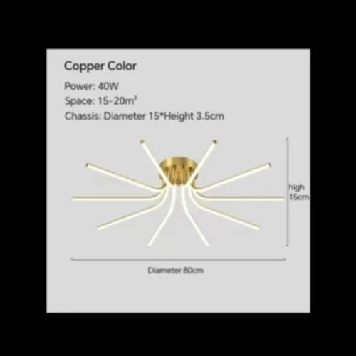 plafonnier led moderne en cuivre pour décoration artistique