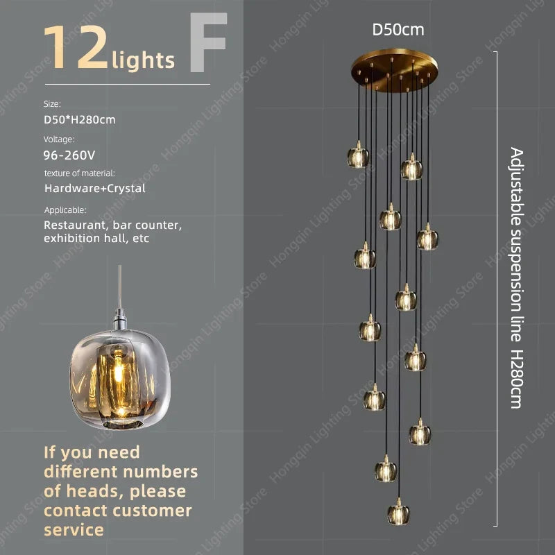 lustre moderne haut en cristal pour éclairage raffiné