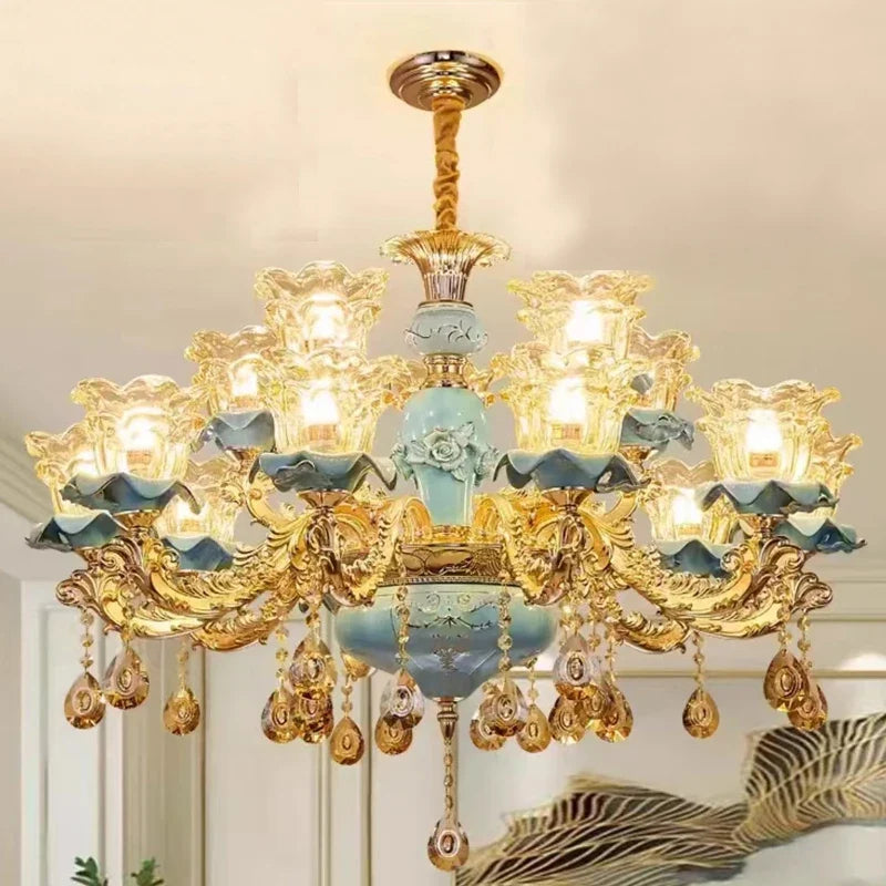 lustre rétro en céramique style européen pour intérieur