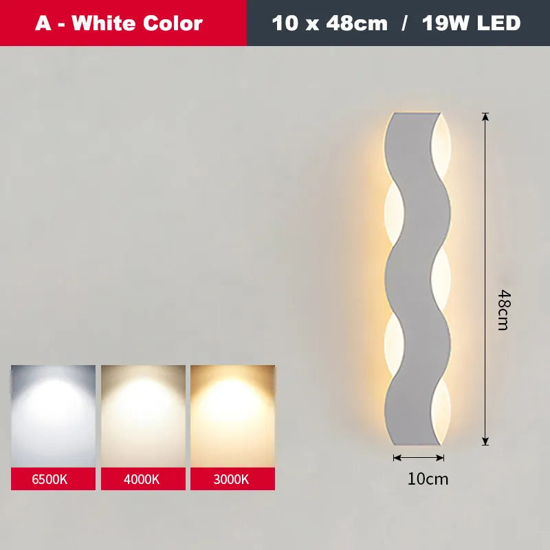 Applique murale LED moderne en forme de vague pour couloir intérieur