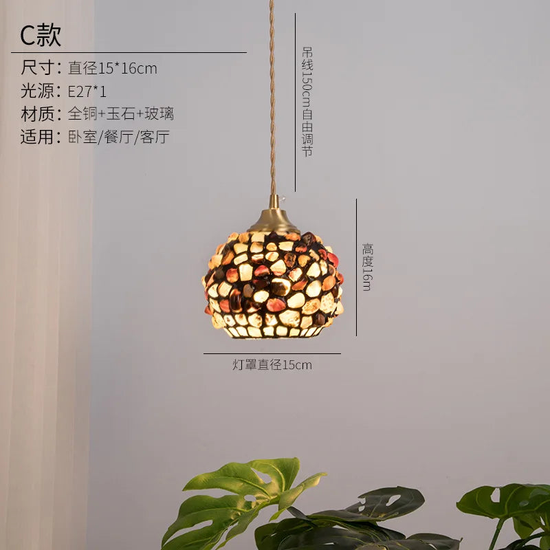 lustre en verre coquillage pour un décor bohème nordique