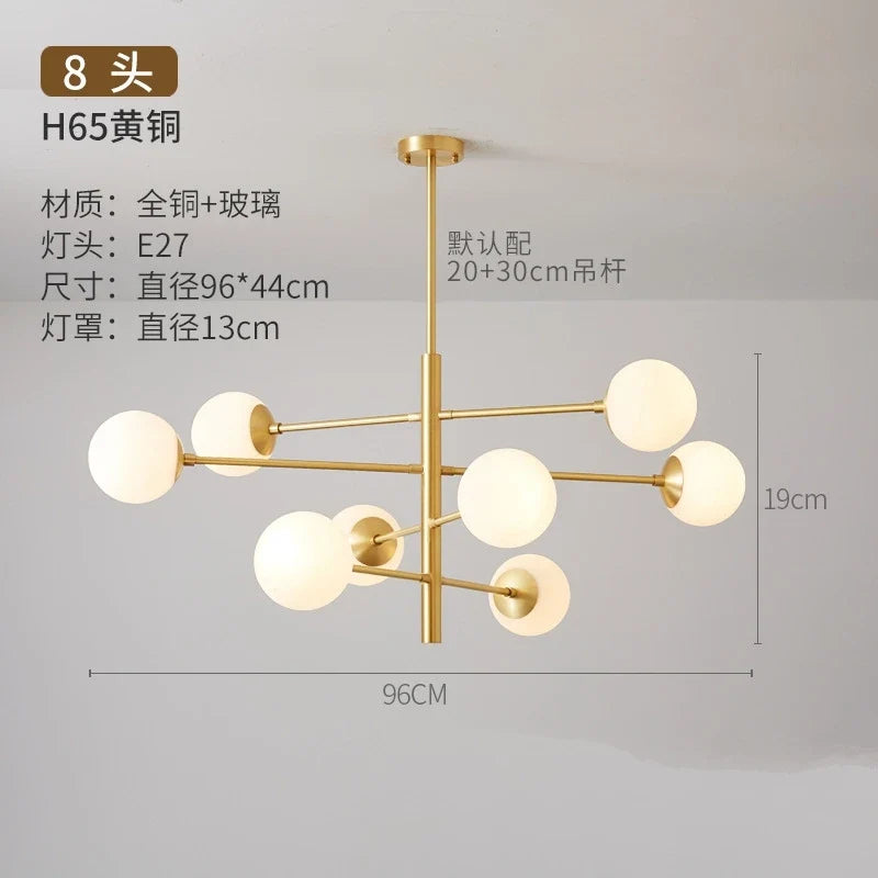 lustre nordique en verre et cuivre design moderne