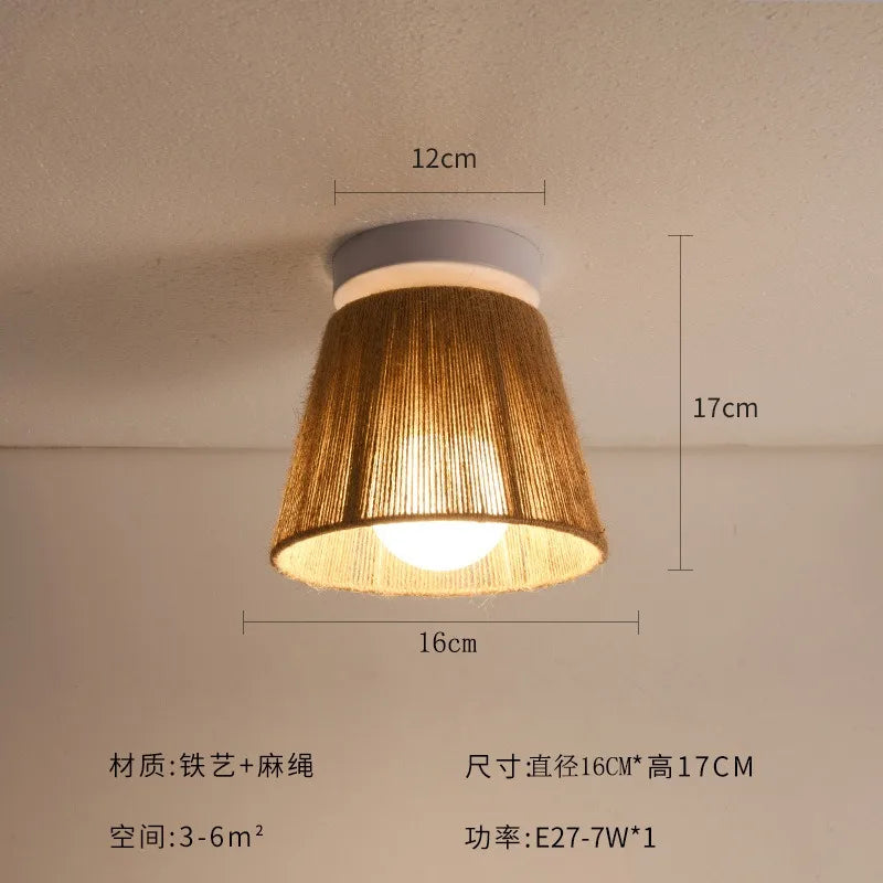plafonnier en corde de chanvre style japonais rétro pour intérieur accueillant