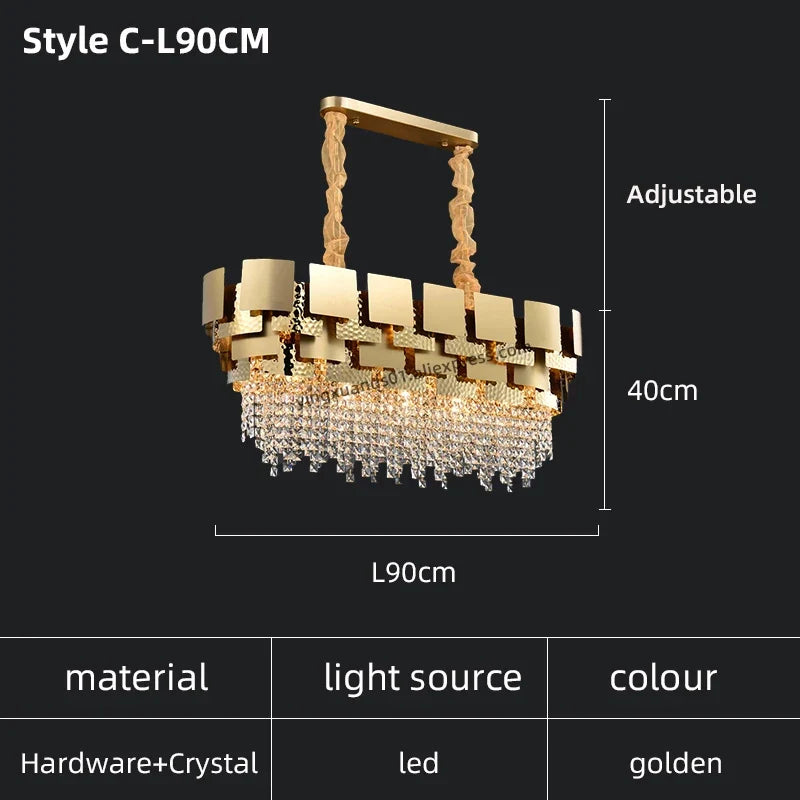 lustre rectangulaire moderne en cristal pour intérieur élégant