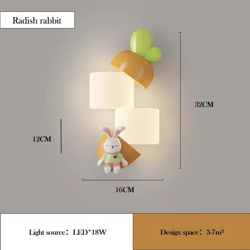 applique murale led en forme de lapin panda pour enfant