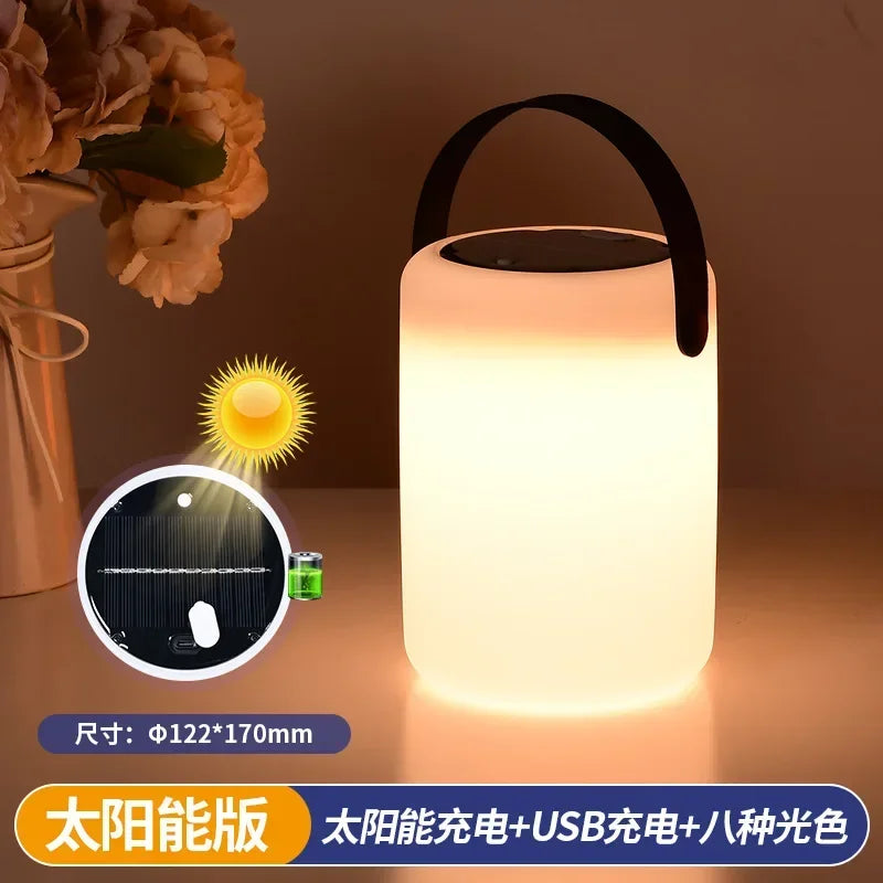 lampe de camping solaire rechargeable avec poignée en silicone