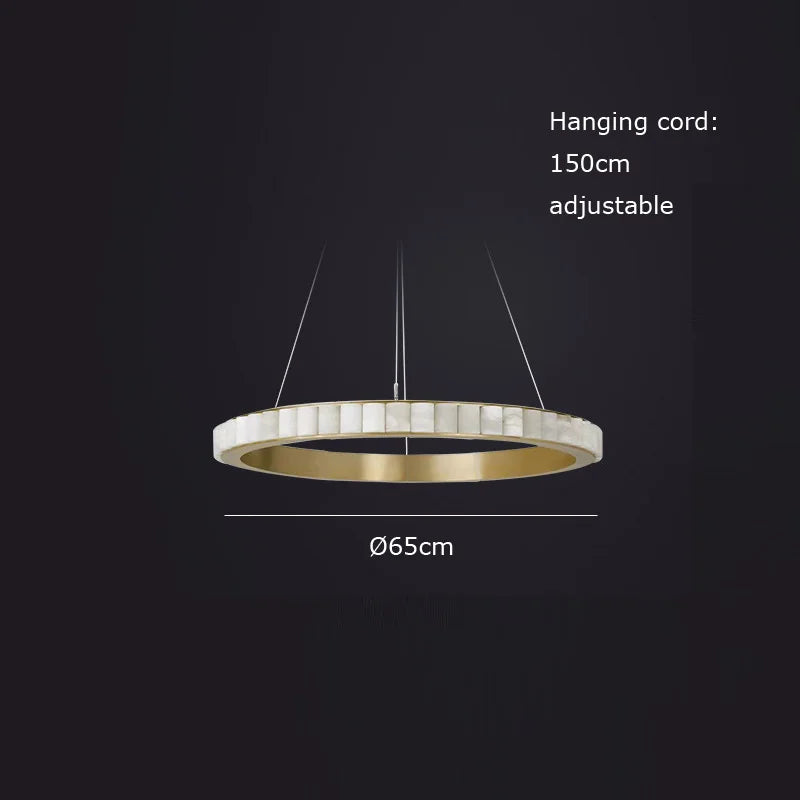 suspension ronde en marbre et acier inoxydable élégant