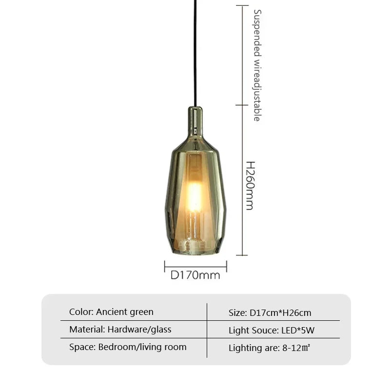 suspension lumière led nordique avec abat-jour en verre