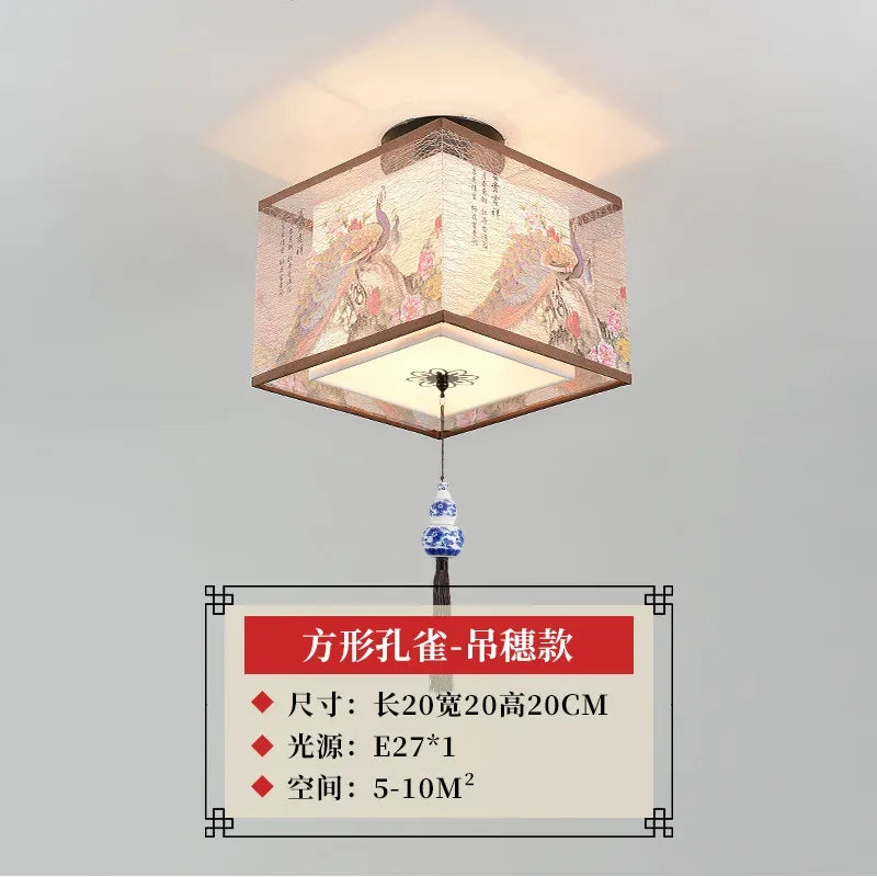 lustre chinois créatif lotus éclairage suspendu peinture décorative