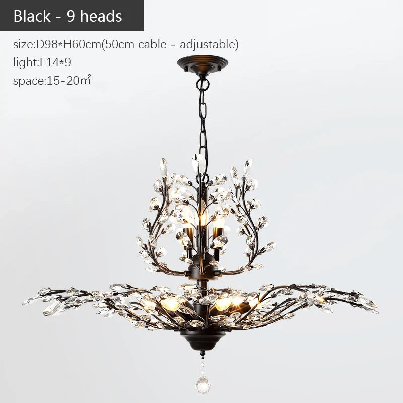 Vintage bougie suspension nordique LED lustre en cristal pour salon chambre cuisine Villa hôtel Hall luminaire
