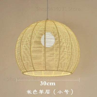 luminaire led nordique moderne en fer et corde de chanvre