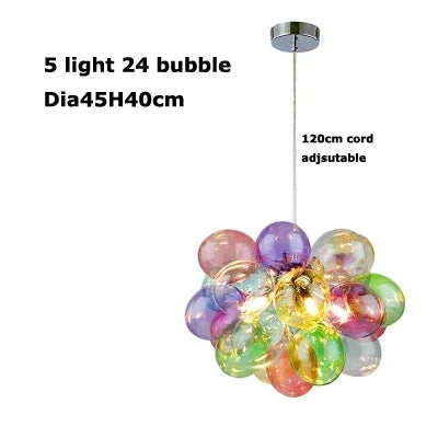 Colorful Bubble Chandelier Glass Pendant Lamp Ceiling Light Suspension Hanging Luminaire for Living Room Bedroom