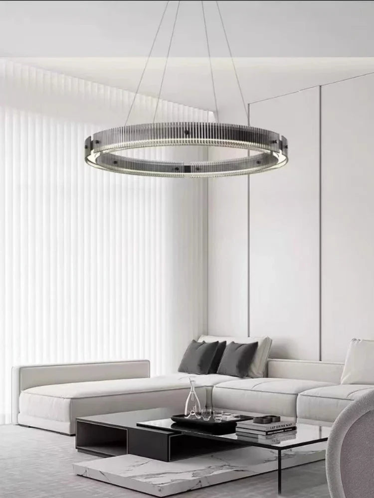 suspension circulaire en verre minimaliste design créatif en aluminium