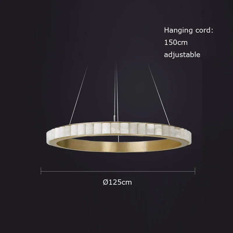 suspension ronde en marbre et acier inoxydable élégant