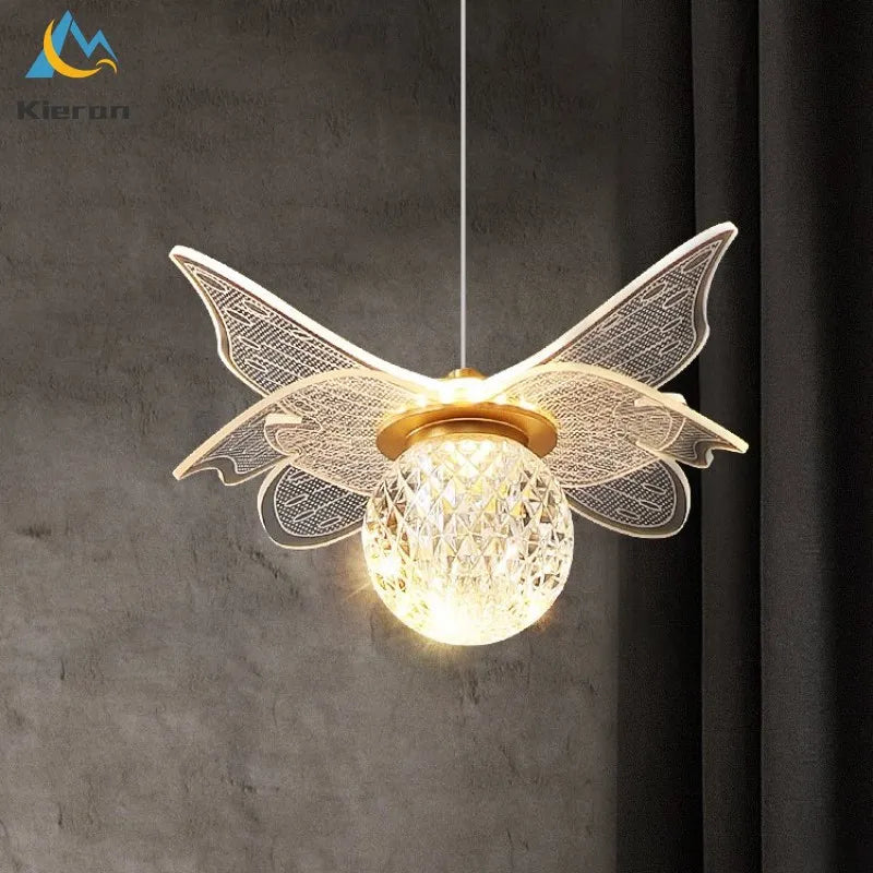 Suspension dorée moderne fleur en verre