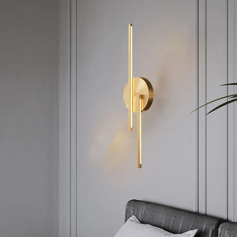 applique murale led minimaliste moderne en laiton