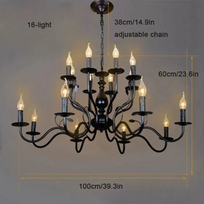 lustre rétro industriel en fer imitation bougie pour décoration intérieur