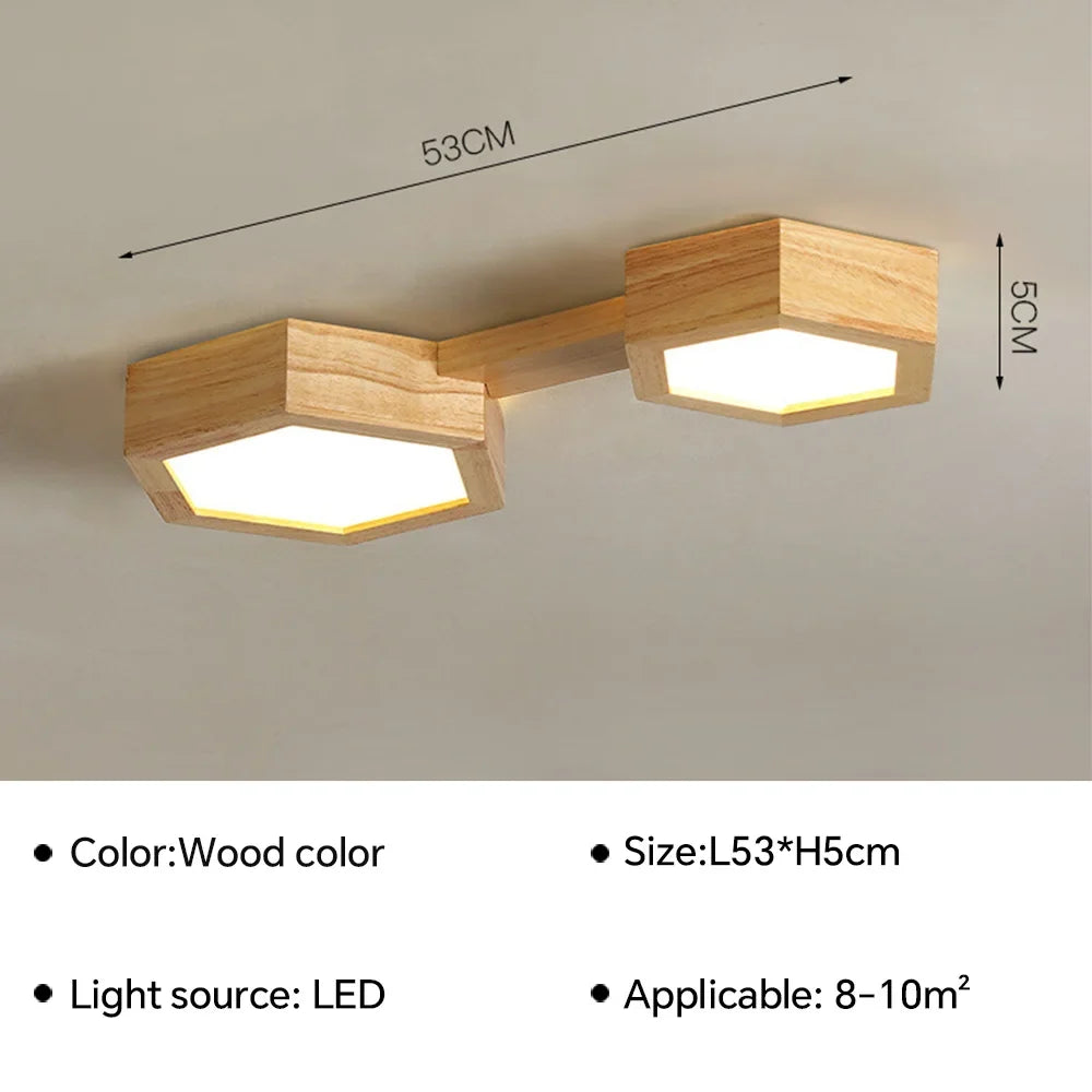 Plafonnier LED en bois au design moderne