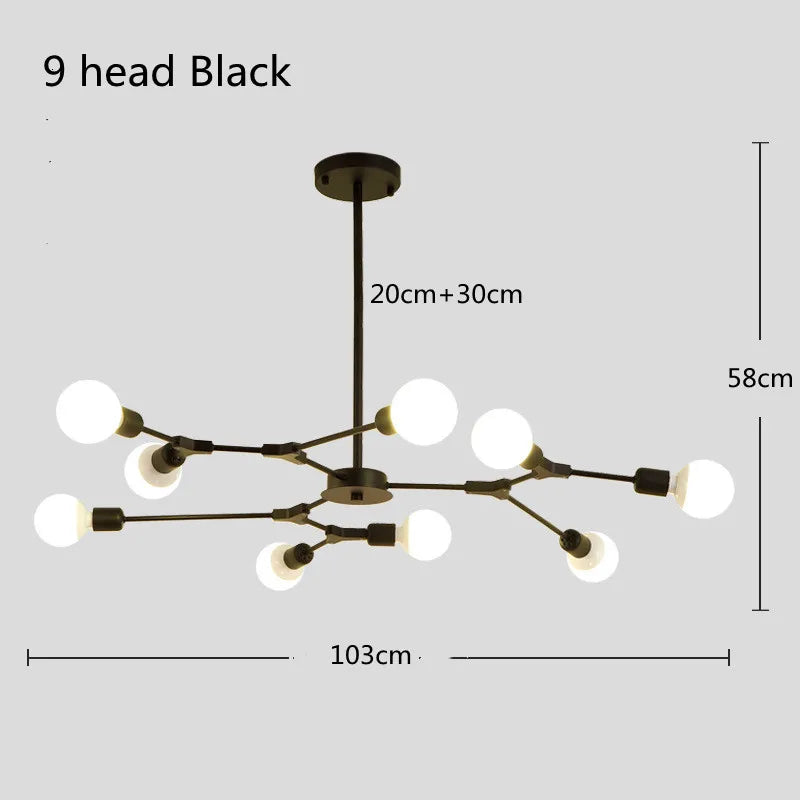 lustre moderne spoutnik satellite lampe suspendue 3 6 9 branches
