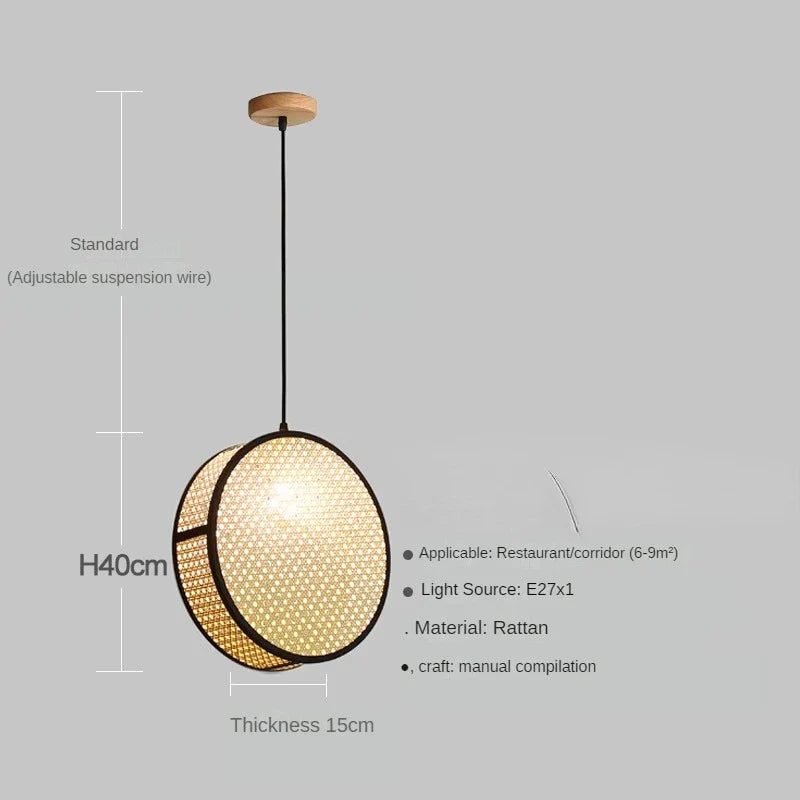 2024 Japanese style Quiet Wind Restaurant Bar, Restaurant Island, Homestay Bedhead Vine Weaving Art Pendant Light