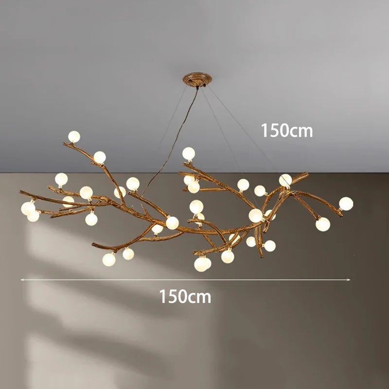 Lustre LED style branche de bois design moderne