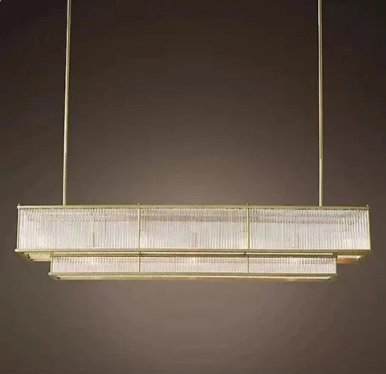 lustre led style loft américain en métal et tubes de verre