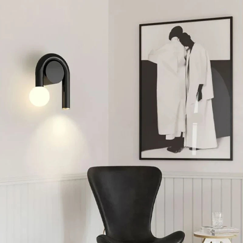 applique murale artistique en métal avec tube en u pour éclairage intérieur