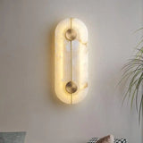 Applique murale LED ronde en marbre et cuivre doré