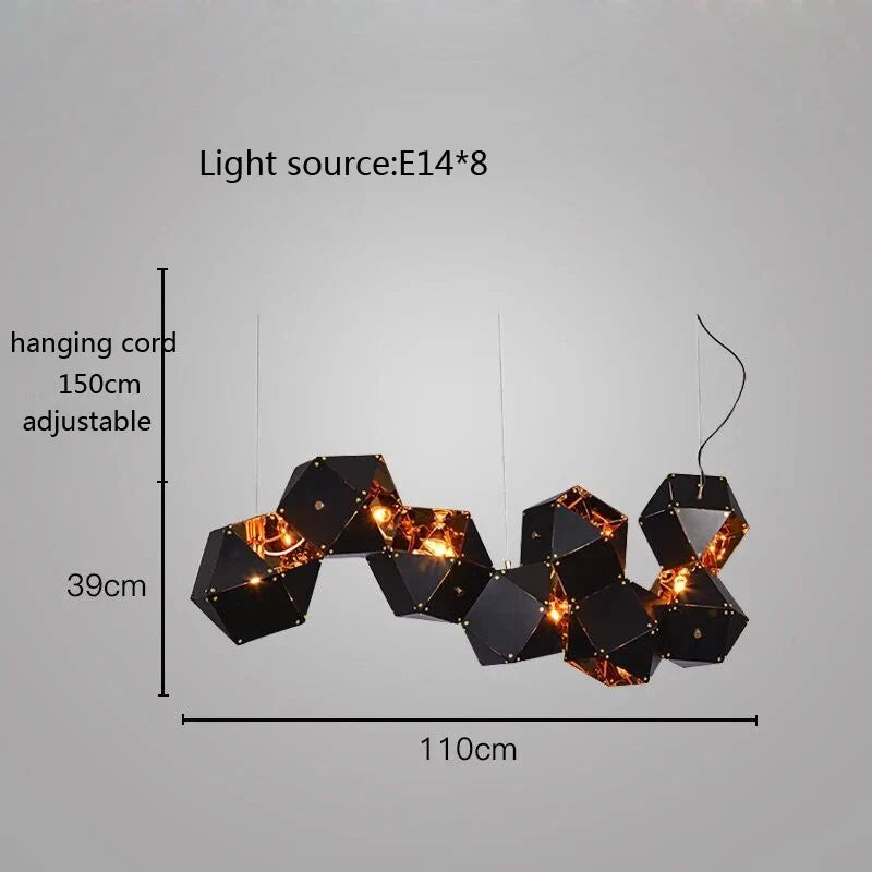 suspension led cube art déco style assorti 	 saison