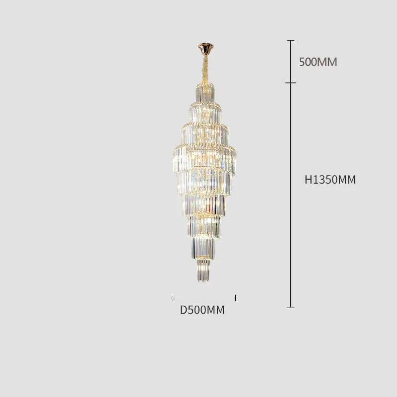 lustre en cristal pour escalier et halls d'hôtel