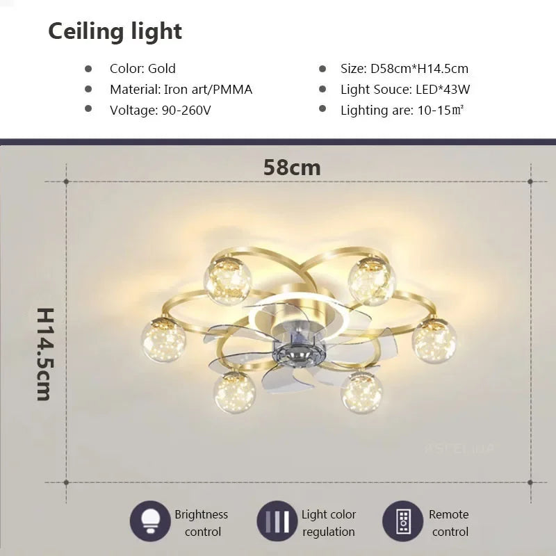 plafonnier led moderne avec ventilateur éclairage silencieux intelligent