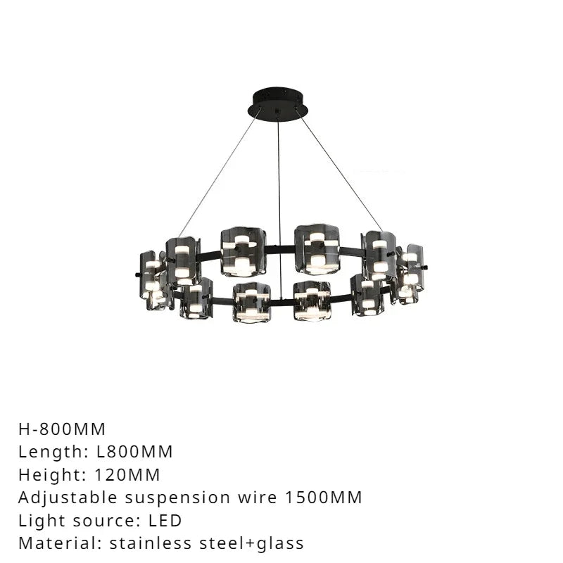 lustre sandyha moderne minimaliste abat-jour verre led suspendu