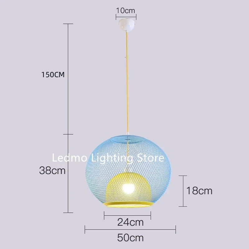 Metal Grid Pendant Lamp Nordic Designer Ceiling Chandelier Suspension Hanging Light Fixture with E27 Changeable Bulb