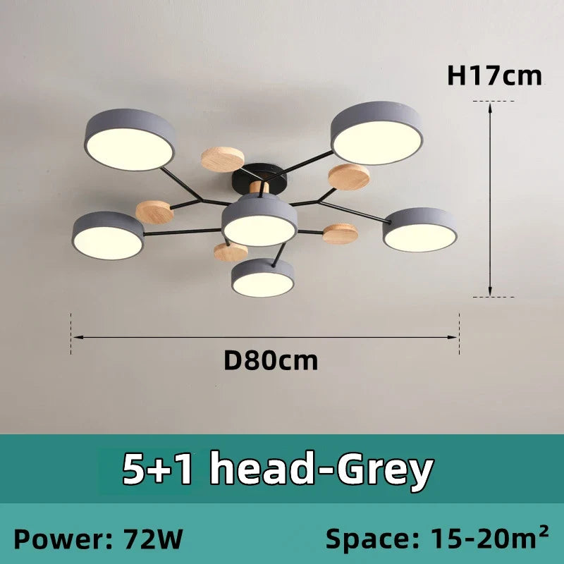 lustre en bois led style nordique pour diverses pièces