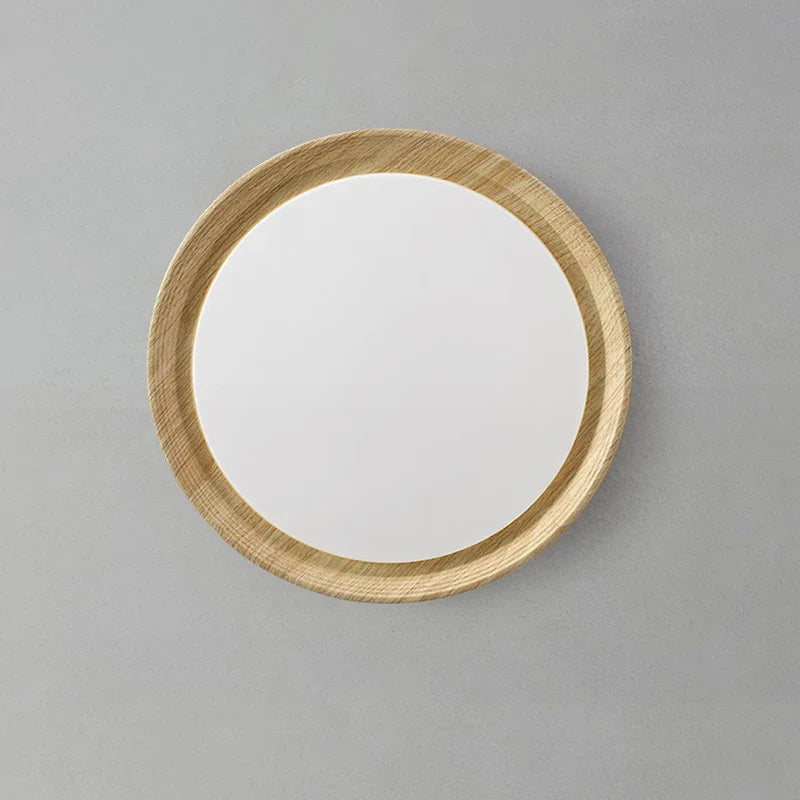 lampe circulaire simple style nordique grain de bois éclairage entrée balcon porche