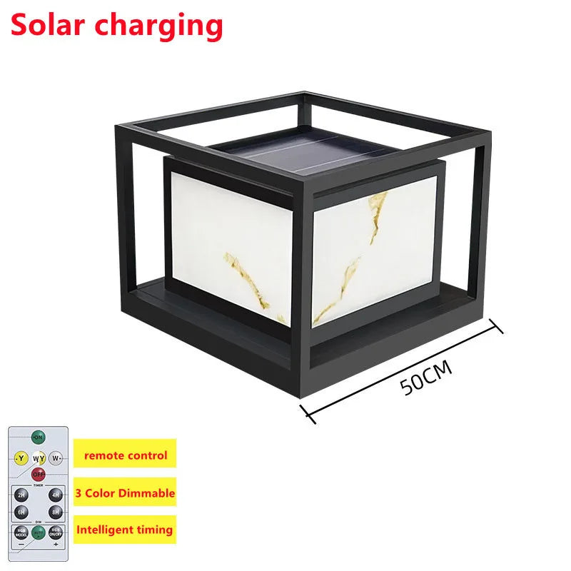 lampe LED solaire moderne pour décoration d'extérieur luxueuse