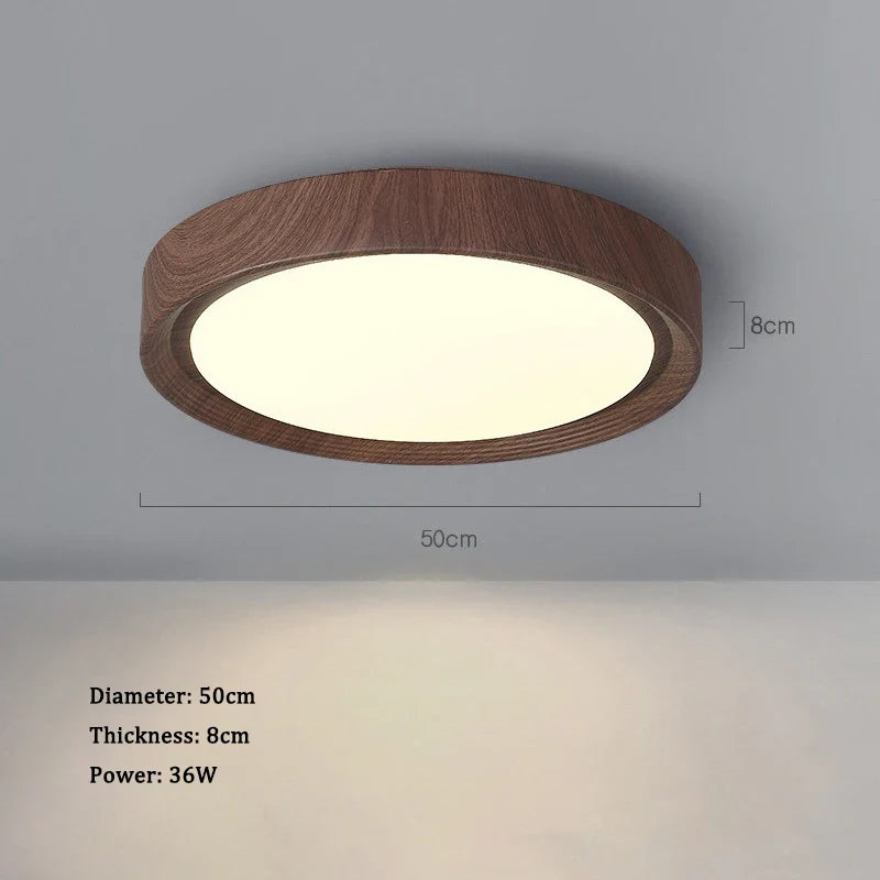 lampe circulaire simple style nordique grain de bois éclairage entrée balcon porche