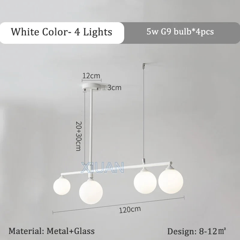Pastoral Dining Table Pendant Lamps Long Hanging Light for Living Room Kitchen Restaurant Chandelier Fixtures Milky White Glass