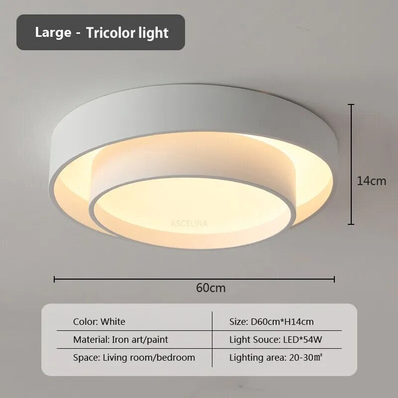 Plafonnier moderne led minimaliste blanc double rond