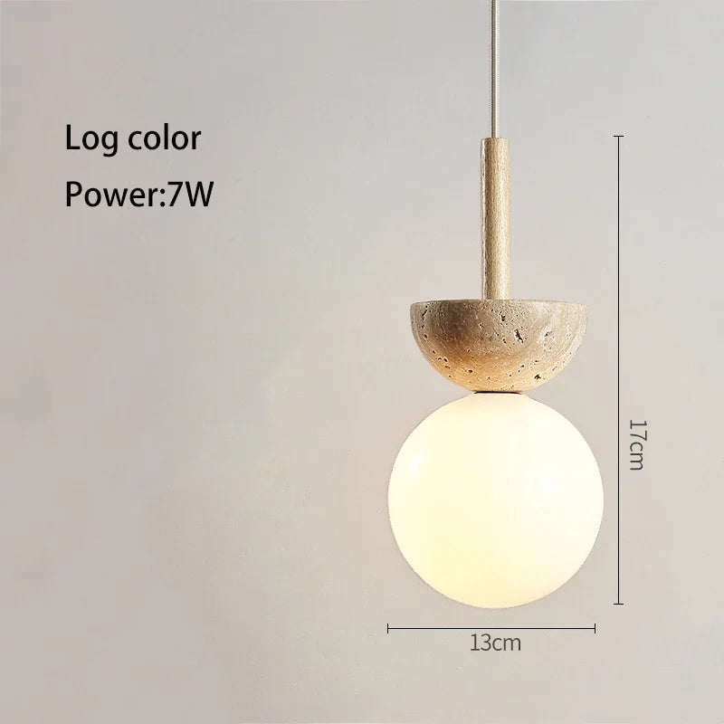 lustre suspendu en travertin jaune style nordique simple