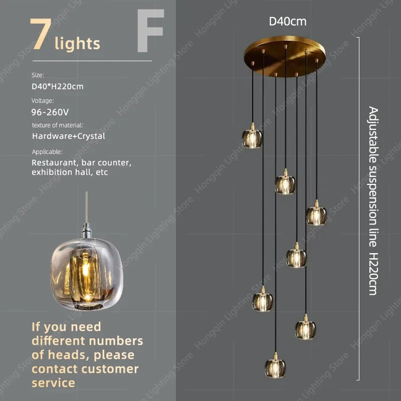lustre moderne haut en cristal pour éclairage raffiné