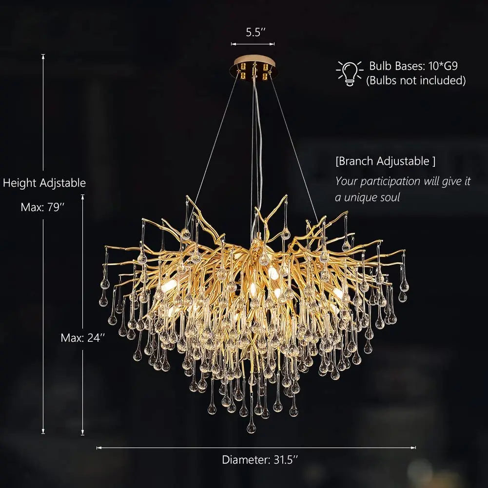 lustre moderne cristal goutte de pluie design élégant pour intérieur décoratif