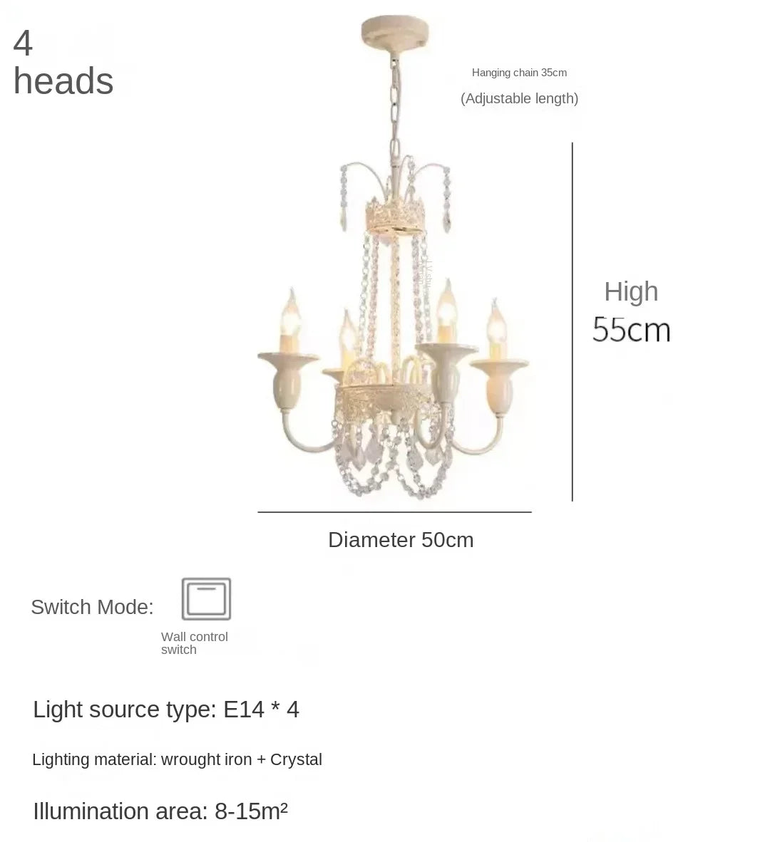 lustre en cristal style français pour chambre de princesse